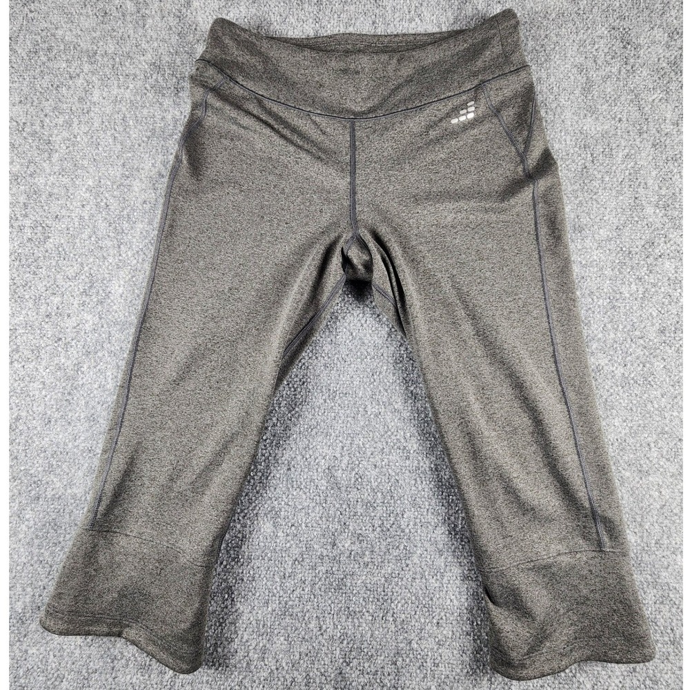 BCG Womens Gray Heathered Athletic Capri Leggings Tulip Hem Size Medium RN098223